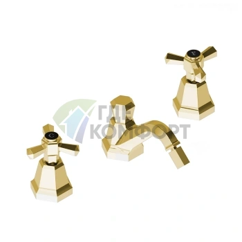 Смеситель для биде Stella Eccelsa на 3 отверстия с донным клапаном, золото 24К (EC 00201 AU00) - фото 1