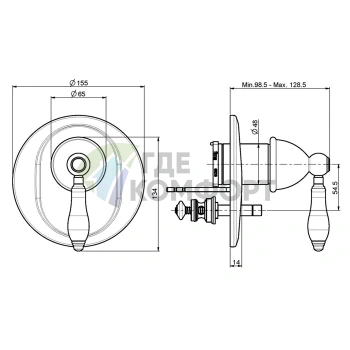 Смеситель для душа встроенный FIMA|Carlo Frattini с переключателем на 2 источника, бронза (F5409X2BR) - фото 2