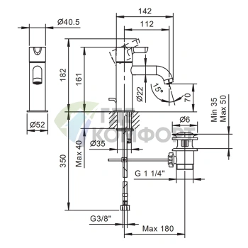 Смеситель для раковины Fantini Icona Classic, 1 отверстие, хром (53 02 R404F) - фото 2