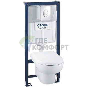 Grohe Solido 39191000: Комплект подвесного унитаза с инсталляцией и кнопкой — немецкое качество и стиль - фото 1