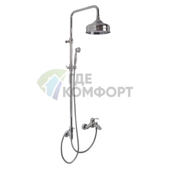 Смеситель для ванны FIMA Carlo Frattini с душевой стойкой и верхним душем 200 мм, хром (F3304/2CR) - фото 1