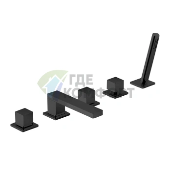 Смеситель FANTINI MINT для борта ванны с ручным душем, матовый черный, на 5 отверстий (34 13 F165) - фото 1