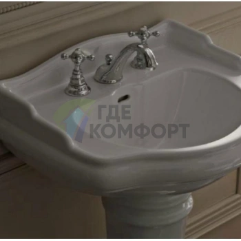 Kerasan Retro: Трехдырковый смеситель для раковины в стиле ретро, хром (739190 cr) - фото 1