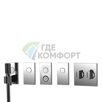 Термостатический смеситель для душа FIMA Carlo Frattini SWITCH: форсунка, ручной душ с черным шлангом 1.5 м, хром (F5949CR) - фото 1