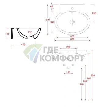 Раковина Artceram FILE 20 подвесная 60х51 см с 1 отв под смесительитель со слив-переливом цвет белый - фото 2
