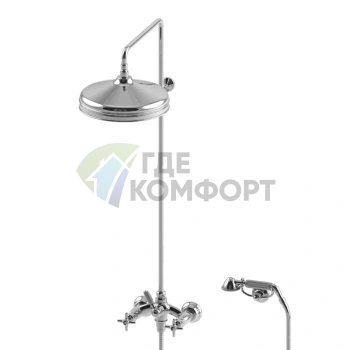 Stella Italica Душевой комплект 3284/33-300: смеситель, штанга с ручным и верхним душем 300 мм, хром (IT 02513 CR00) - фото 1
