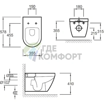 Элегантный подвесной унитаз Jacob Delafon Rodin для экономии пространства - фото 2