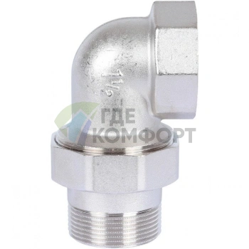 Разъемное угловое соединение американка ВН 1 1/2, уплотнение под гайкой o-ring кольцо, никелированное Stout - фото 1