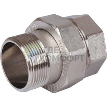 Разъемное соединение американка ВН 1 1/2, уплотнение под гайкой под гайкой, никелированное Stout - фото 4