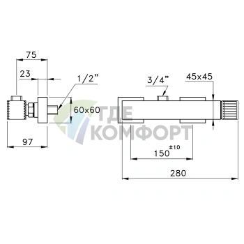 Смеситель для душа Stella Casanova 3283 с верхним выводом в хромированном исполнении (CS 02400 CR00) - фото 2