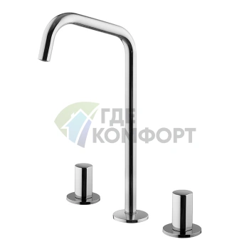 Смеситель для раковины Carlo Frattini FIMA на 3 отверстия с поворотным изливом и донным клапаном (F3191DCR) - фото 1