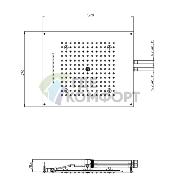 Верхний душ BOSSINI DREAM/2 с LED-подсветкой RGB и хромированным покрытием (H38906.030) - фото 2