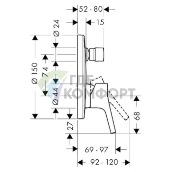 Термостатический смеситель Hansgrohe Talis S для ванны с душем - фото 2