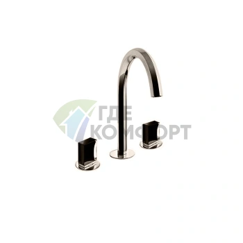 Смеситель для раковины Fantini Venezia с нажимным донным клапаном, 3 отверстия, цвет Nickel PVD (29 95 N404S) - фото 1