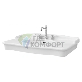 Консоль для ванной HERMITAGE 92х58 см белая со смесителем и крепежом - фото 1