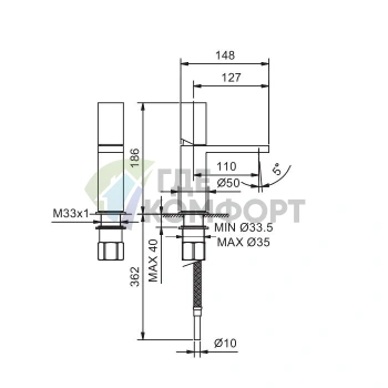 Смеситель для раковины Fantini Milano: однорычажный, матовая натуральная сталь (31 93 3004WF) - фото 2