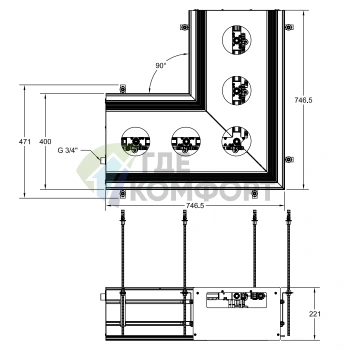 Угловой профиль GESSI BINARIO 740х740 мм для 5 модулей, простая установка Easy-Fix, цвет Black XL (61151#299) - фото 2
