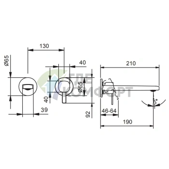 Смеситель для раковины Fantini Lame встраиваемый, 2 отверстия, хром (24 02 M111B) - фото 2