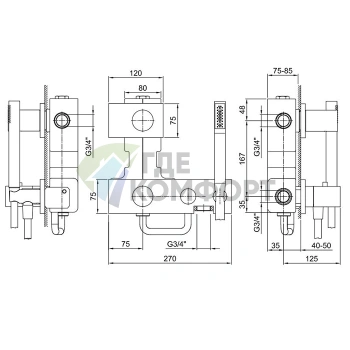 Встраиваемый термостат для душа Fantini Milano на 2 источника, 3/4, матовый хром (31 93 4712B) - фото 2