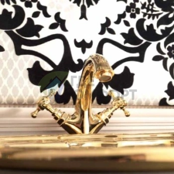 Смеситель для раковины Kerasan Retro в золотом цвете с гибкой подводкой (738991 oro) - фото 1