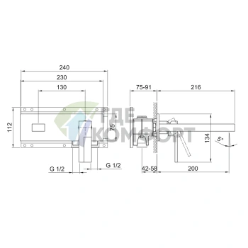 Смеситель для раковины Fantini AR/38: встраиваемый, на 2 отверстия, без донного клапана, хром (38 02 E213SB) - фото 2
