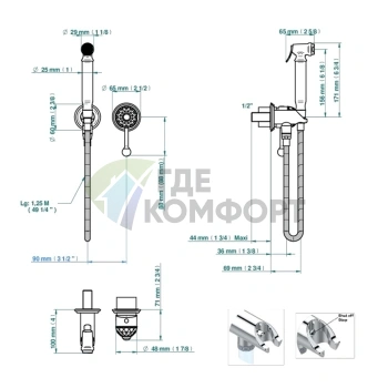 Гигиенический душ со встраиваемым смесителем в полированном золоте (E53-F01-5840/MBG) - фото 2
