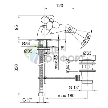 Смеситель для биде Fantini I Balocchi, 1 отверстие, с донным клапаном, белый матовый (60 29 0562F) - фото 2