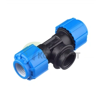 Тройник с внутренней резьбой 20x1/2x20 ПНД Политэк - фото 1