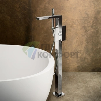 Напольный смеситель для ванны Fantini Mint с ручным душем, излив 250 мм, хром (34 02 F080B) - фото 1