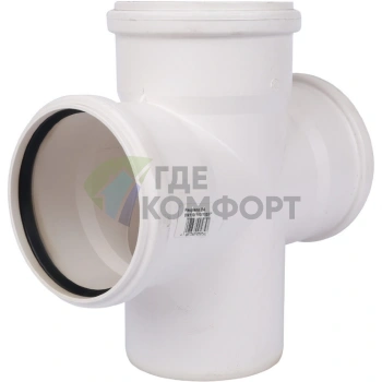 Крестовина канализационная Raupiano Plus 110/110/110/87° одноплоскостная REHAU (РЕХАУ - 11215541001) - фото 1