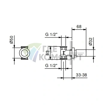 Запорный вентиль Fantini Nostromo 1/2, нержавеющая сталь (41 93 4035B) - фото 2