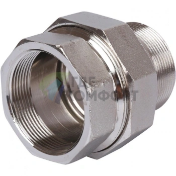 Разъемное соединение американка ВН 2, уплотнение под гайкой под гайкой, никелированное Stout - фото 4