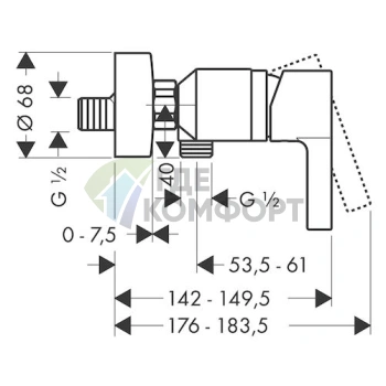 Смеситель для душа Hansgrohe Metris S настенный - фото 2
