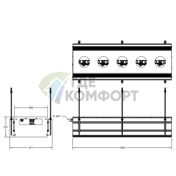 GESSI BINARIO — линейный профиль 1090 мм на 5 модулей, цвет Black XL с системой Easy-Fix (61129#299) - фото 2
