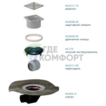 Кровельная воронка HL64BH c трапом и теплоизоляцией - фото 2