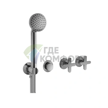 Смеситель для душа Fantini Icona Classic встроенный на 2 выхода с ручным душем хром (53 02 R017B) - фото 1