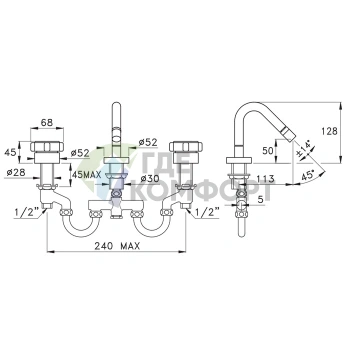 Смеситель для биде Stella Aster на 3 отверстия: стильный хром (AT 00206 CR00) - фото 2