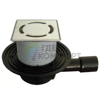 Трап HL510NPr-3000 с решеткой 115x115 мм c сифоном Primus и горизонтальным выпуском - фото 1