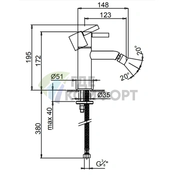 Смеситель для биде Fantini Nostromo без донного клапана — нержавеющая сталь (50 93 E808WF) - фото 2