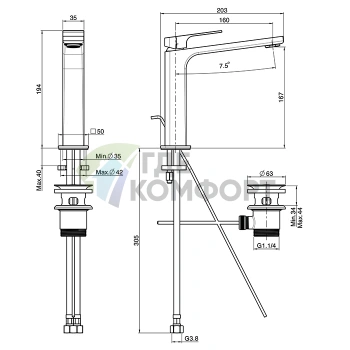 Смеситель для раковины Carlo Frattini Fit однорычажный с донным клапаном, хром (F3381LCR) - фото 2