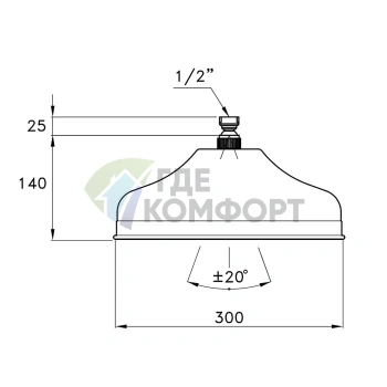 Верхний душ Stella Docce 300 мм, хром (UN 03003 AU00) - фото 2