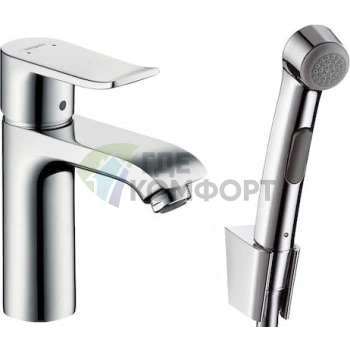 Смеситель для раковины Hansgrohe Metris с гигиеническим душем - фото 1