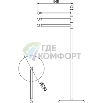Полотенцедержатель напольный тройной CISAL Arcana золото: роскошь и практичность для вашей ванной (AR09091024) - фото 2