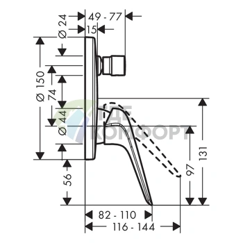 Смеситель для ванны Hansgrohe Novus встраиваемый, хром (71045000) - фото 2