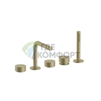 Смеситель для ванны Fantini AF/21 с ручным душем, 5 отверстий, цвет Matt British Gold PVD (27 P6 A265) - фото 1