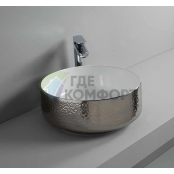 Раковина ArtCeram COGNAC накладная 42 см без отв под смесительитель без слив-перелива цвет белый-affondante platino - фото 1