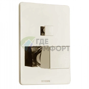 Смеситель для душа Bossini Cube встраиваемый с настенной накладкой и квадратной ручкой в цвете шлифованный никель (Z00063.094) - фото 1