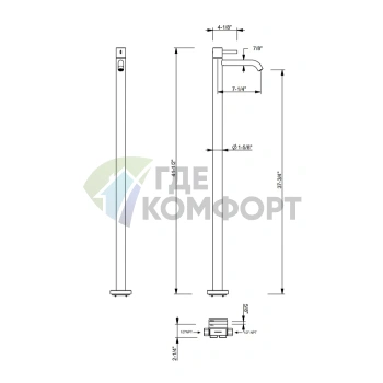 Напольный однорычажный смеситель Fantini AF/21 для раковины в цвете Matt Copper PVD (27 P9 A736B) - фото 2