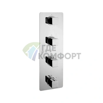 Встраиваемый термостатический смеситель CISAL Cubic с 3-хпозиционным переключателем (хром) (CU01V30021) - фото 1