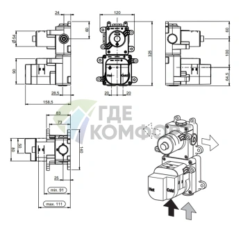 Термостат встраиваемый Almar – 4 потребителя, 2 девиатора (E176504) - фото 2